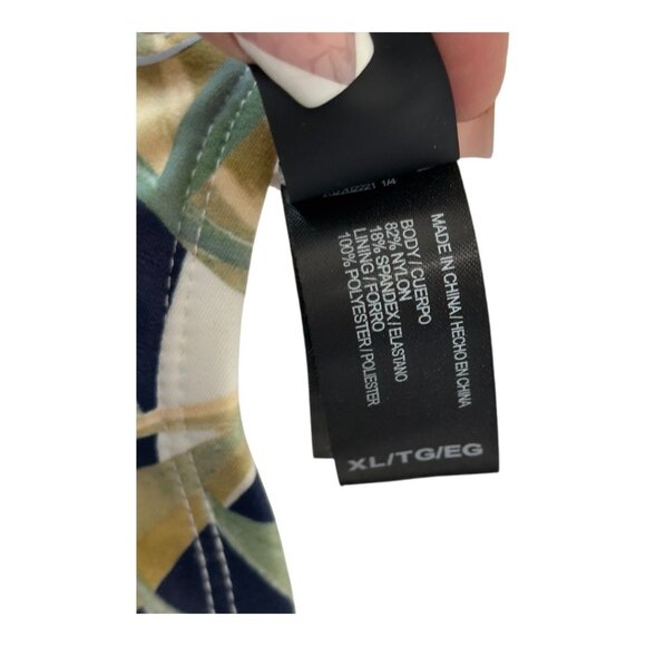 Hurley Tropical Leaf Print One-Piece Swimsuit Cross-Back Straps Women SZ XL - Picture 7 of 12